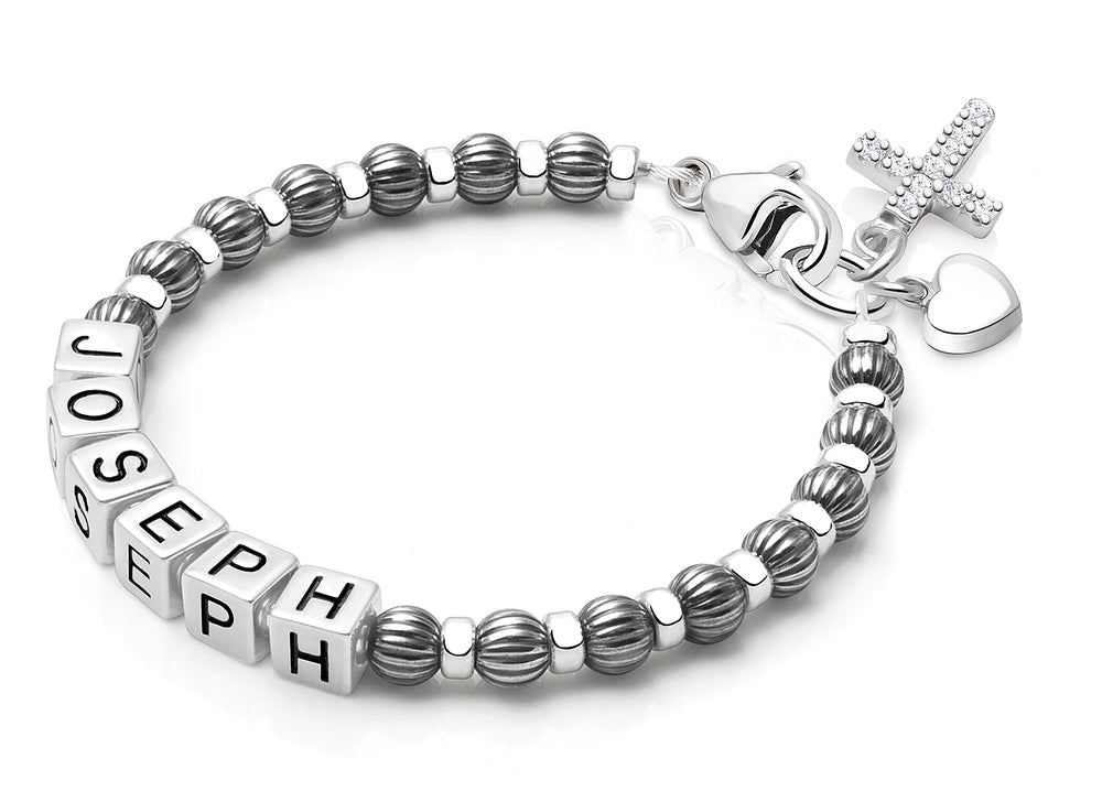 Boy’s Oxidized Silver, Baby/Children’s Name Bracelet – Sterling Silver