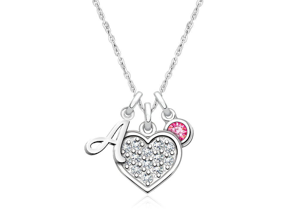 Oh So Loved, Children’s Personalized Necklace Set for Girls (Includes Heart, Initial, and Birthstone Charms) – Sterling Silver