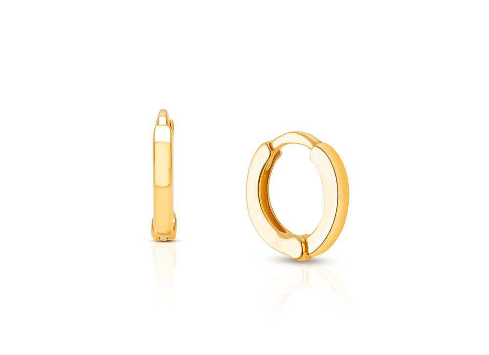 9mm Modern Huggie Hoops, First Holy Communion Children’s Earrings – 14K Gold