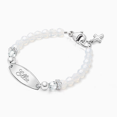 Tiny Blessings Birthstone, Christening/Baptism Baby/Children’s Engraved Bracelet for Girls – Sterling Silver