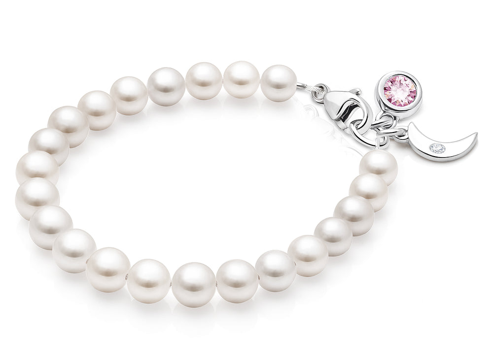 5mm Cultured Pearls, Baby/Children’s Beaded Bracelet for Girls – Sterling Silver