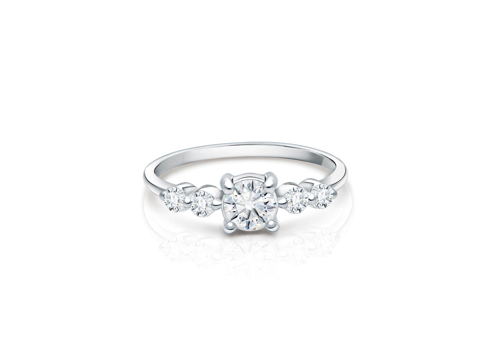 Signature 5 Stone, Clear CZ Children’s Ring For Girls – Sterling Silver