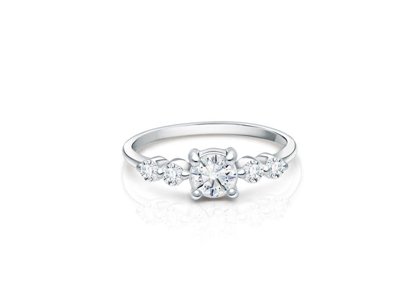 Signature 5 Stone, Clear CZ Children’s Ring For Girls – Sterling Silver