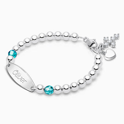 Shining Cross, Pavé CZ Children’s Necklace for Boys – 14K White Gold
