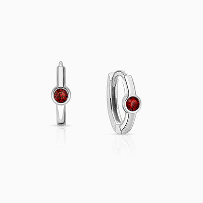 January Birthstone 9mm Huggie Hoops, Swarovski® Crystal Baby/Children’s Earrings – Sterling Silver