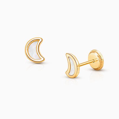 Gia™ Genuine Bloom, Pink Mother of Pearl Teen’s Earrings, Screw Back – 14K Gold