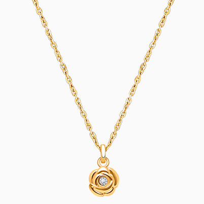 Blushing Rose, Clear CZ Teen’s Necklace for Girls – 14K Gold