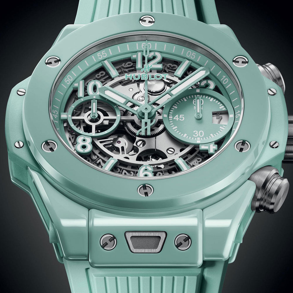 Unworn Big Bang Unico Mint Green Ceramic 42, 441.GS.5221.RX, box and papers