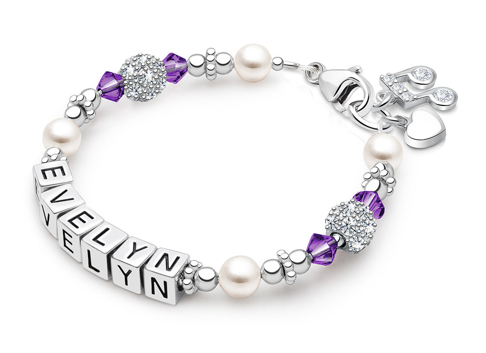 Birthstone, Teen’s Name Bracelet for Girls (All 12 Birthstones Avail) – Sterling Silver