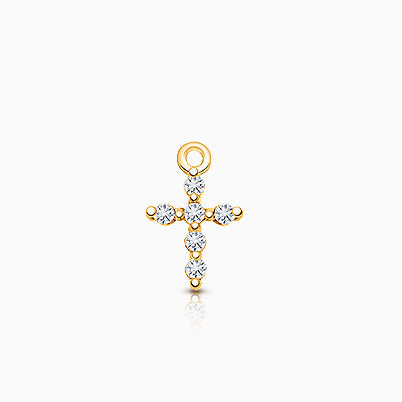 Cross – Pavé CZ Baby/Children’s Individual Charm (Add to Your Existing Bracelet or Necklace) – 14K Gold