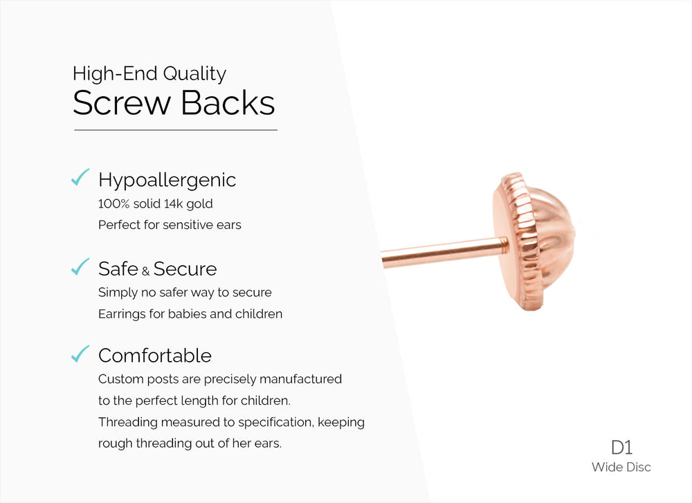 Earring Back (D1) Wide Disc Screw Back – 14K Rose Gold