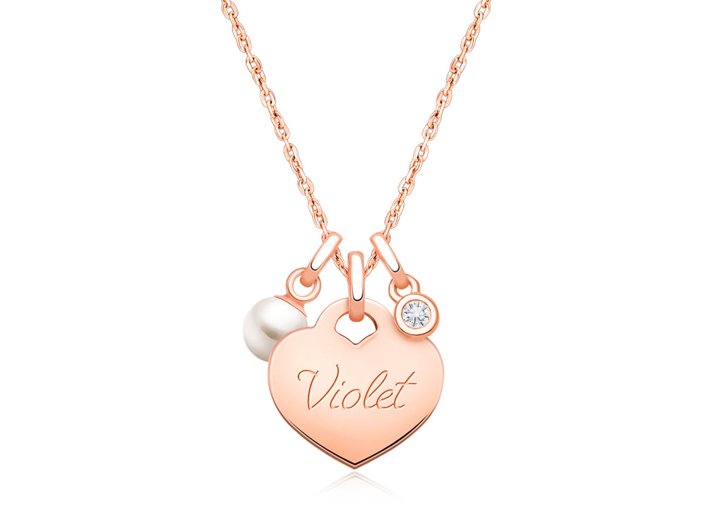 14K Rose Gold Baby Heart “Design Your Own” Teen’s Necklace for Girls (Optional Charms & FREE Engraving) – 14K Rose Gold