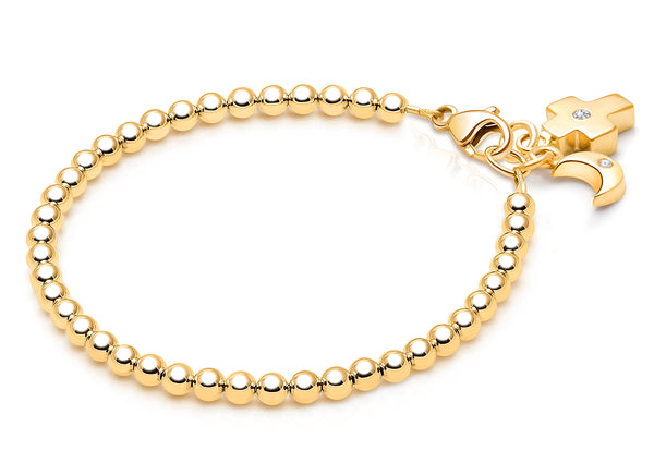 3mm Tiny Blessings Beads, Christening/Baptism Baby/Children’s Beaded Bracelet for Boys – 14K Gold