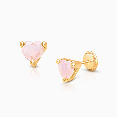 Radiant Cut Studs, 4mm Royal Purple CZ Teen’s Earrings, Screw Back – 14K Gold