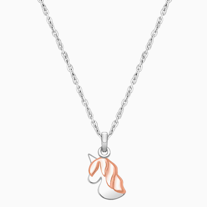 Rosabella™ Unicorn, Children’s 2-Tone Necklace for Girls – Sterling Silver