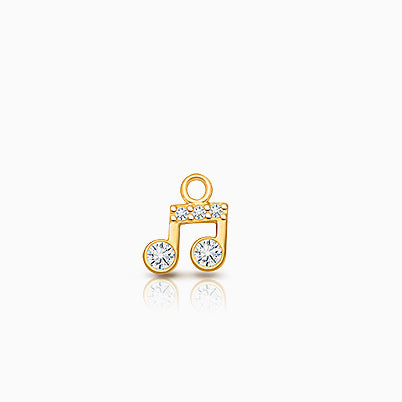 Music Note – Clear CZ Baby/Children’s Individual Charm (Add to Your Existing Bracelet or Necklace) – 14K Gold