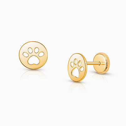 ‘K’ Initial Studs Personalized Baby/Children’s Earrings, Screw Back – 14K Gold