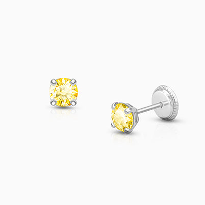 Wish Upon a Star, Teen’s Earrings, Screw Back – 14K White Gold