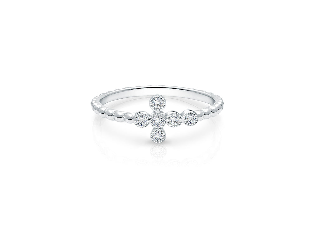 Walk by Faith, Clear CZ Cross Teen’s Ring for Girls – Sterling Silver