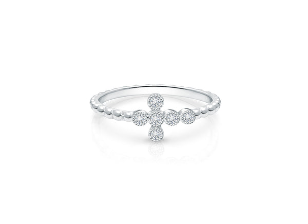 Walk by Faith, Clear CZ Cross Teen’s Ring for Girls – Sterling Silver