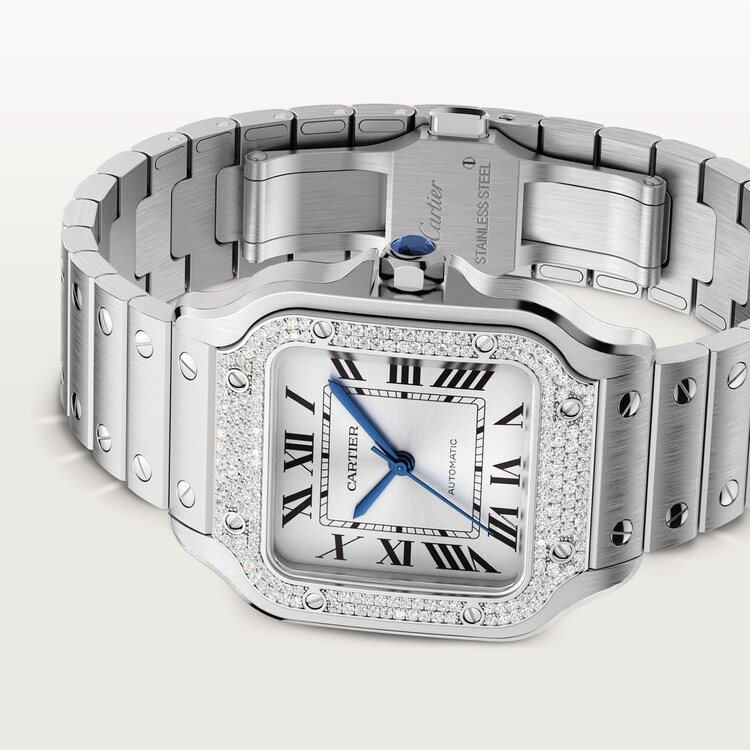 Unworn Santos, Stainless Steel, 35.1mm, Ref# W4SA0005, box and papers