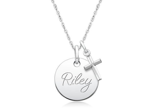 Small Round, Communion Children’s Necklace for Girls (50+ Optional Charms & FREE Engraving) – Sterling Silver