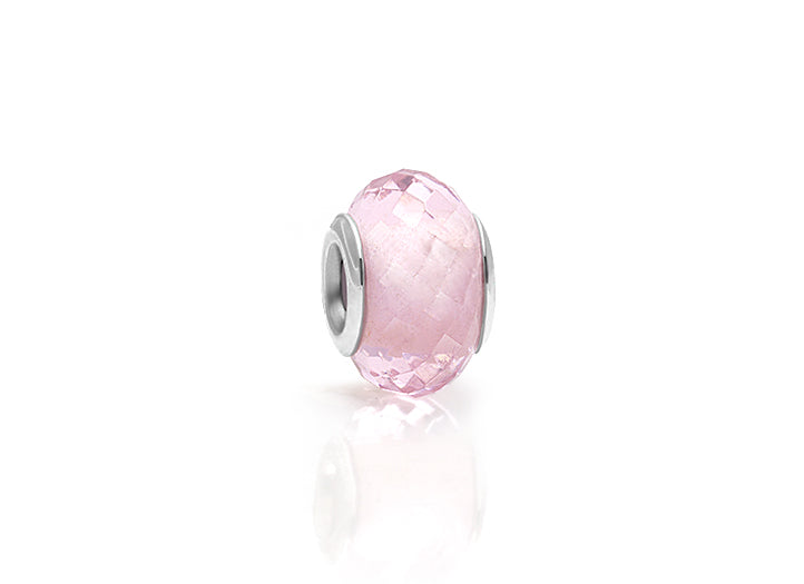 Small Town Girl, Sterling Silver and Light Pink Glass Faceted Rondel – Children’s Adoré™ Charm