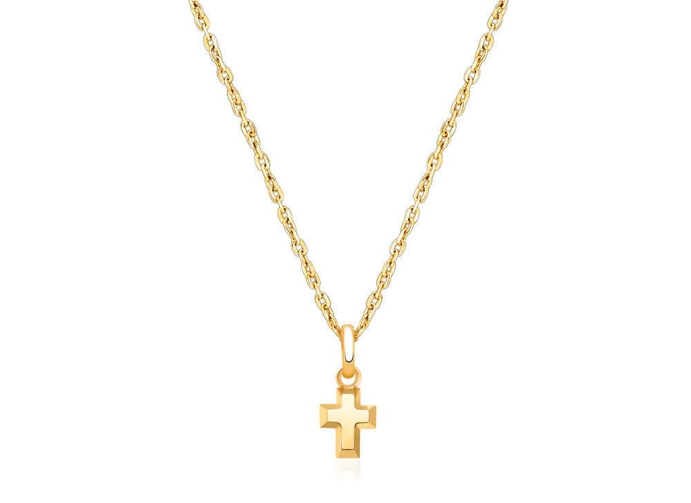 Simple Cross, Teeny Tiny Teen’s Necklace for Girls – 14K Gold