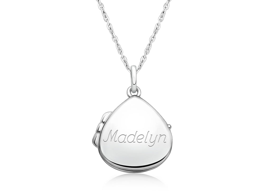 Teardrop Locket, Engraved Teen’s Necklace for Girls (FREE Personalization) – Sterling Silver