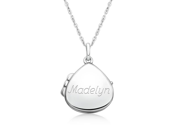Teardrop Locket, Engraved Teen’s Necklace for Girls (FREE Personalization) – Sterling Silver