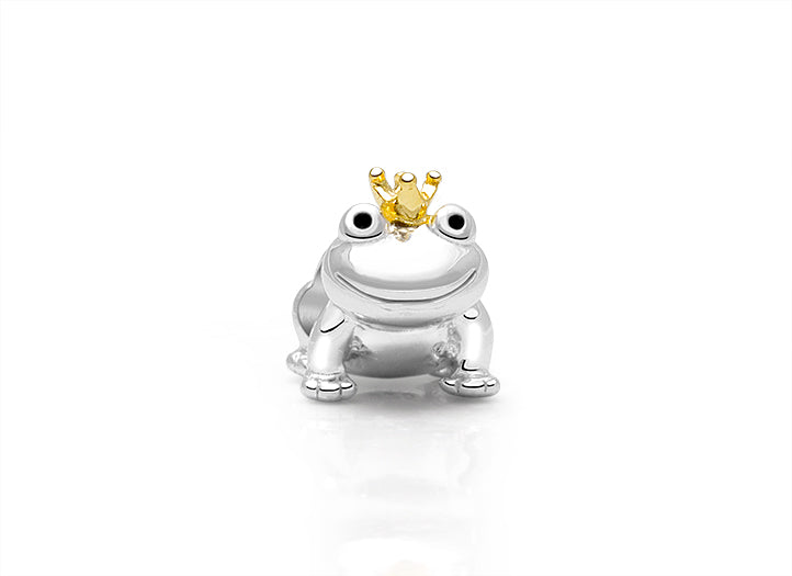 Prince Charming, Sterling Silver Frog with 14K Gold Plated Crown – Children’s Adoré™ Charm