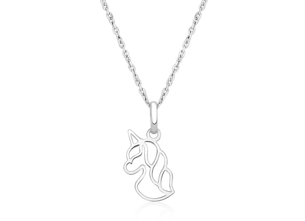 Unicorn Dreams, Children’s Necklace for Girls – 14K White Gold
