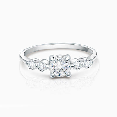 Signature 5 Stone, Clear CZ Children’s First Holy Communion Ring for Girls – Sterling Silver