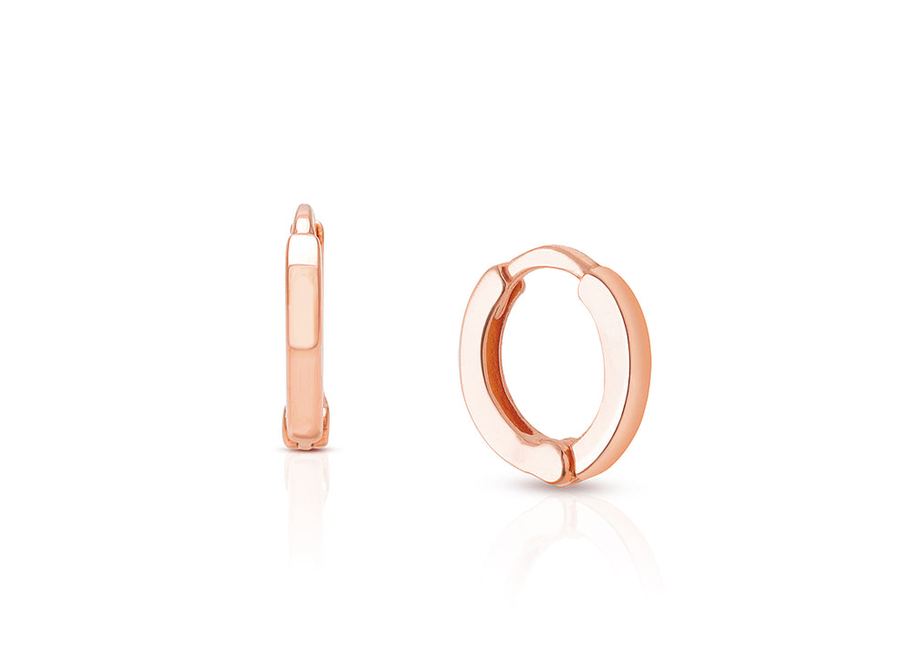 9mm Modern Huggie Hoops, Christening/Baptism Baby/Children’s Earrings – 14K Rose Gold