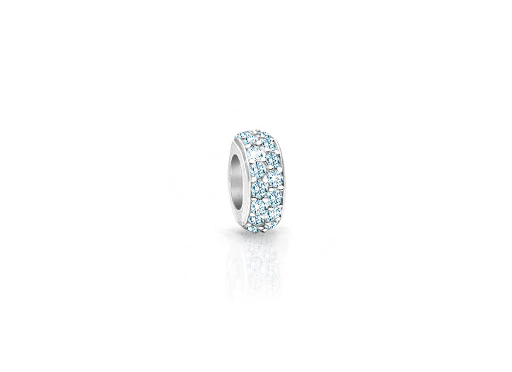 A Kiss Goodnight, Sterling Silver and Blue CZ Sparkling Lights Pavé Rondel – Children’s Adoré™ Charm