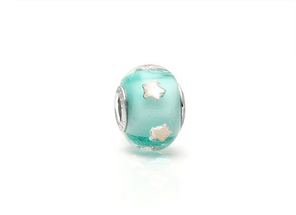 Shooting Stars, Sterling Silver and Star Flecked Blue Murano Glass (Hand Made in Italy) – Children’s Adoré™ Charm