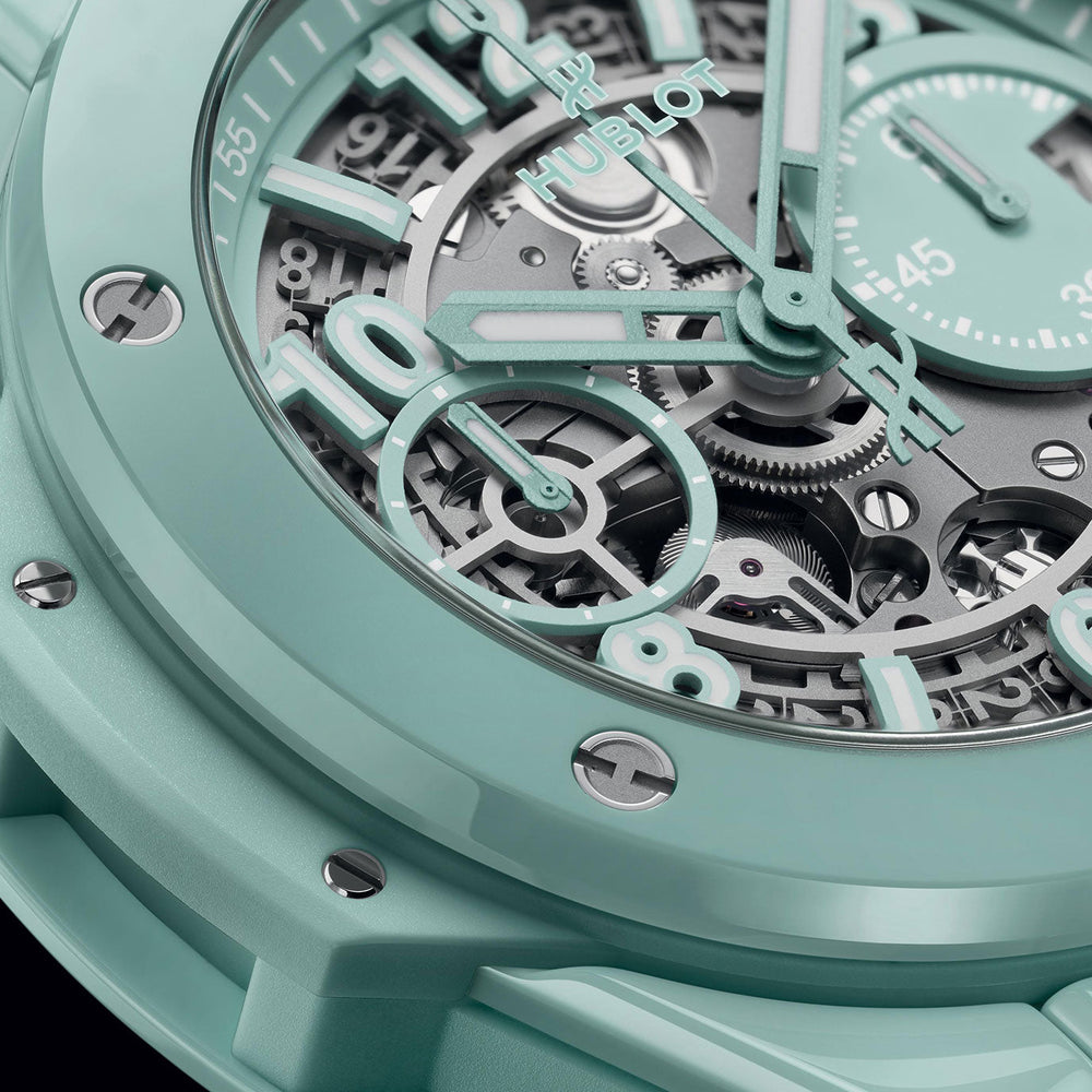 Unworn Big Bang Unico Mint Green Ceramic 42, 441.GS.5221.RX, box and papers