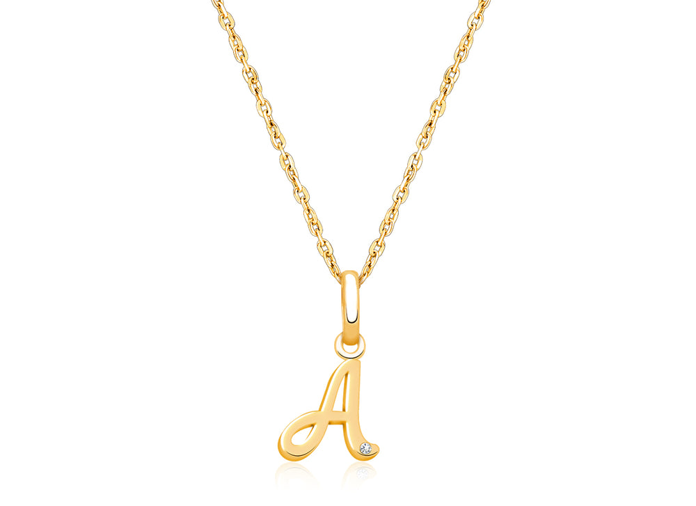 14K Gold Initial with Genuine Diamond, Communion Personalized Children’s Necklace for Girls – 14K Gold
