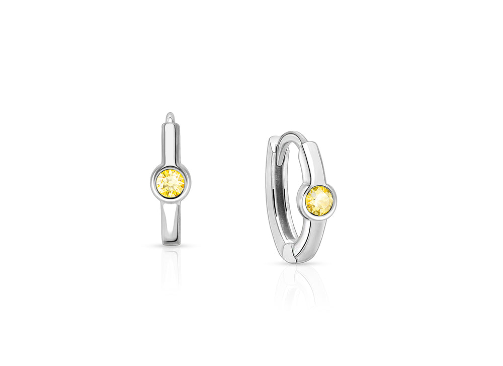 November Birthstone 9mm Huggie Hoops, Swarovski® Crystal Baby/Children’s Earrings – Sterling Silver