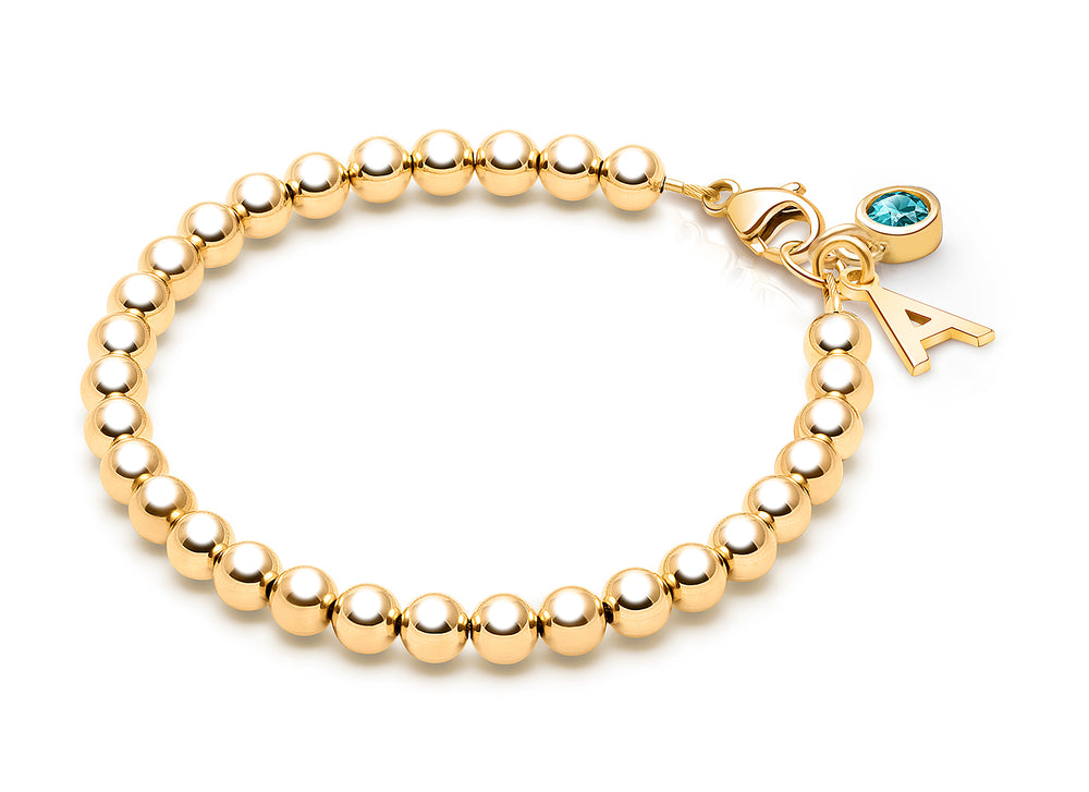 4mm Tiny Blessings Beads, Baby/Children’s Beaded Bracelet for Boys – 14K Gold