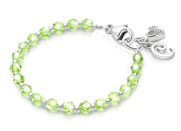 Birthstone Crystal, Baby/Children’s Beaded Bracelet for Boys (All 12 Birthstones Avail) – Sterling Silver