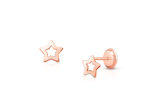 Wish Upon a Star, Baby/Children’s Earrings, Screw Back – 14K Rose Gold