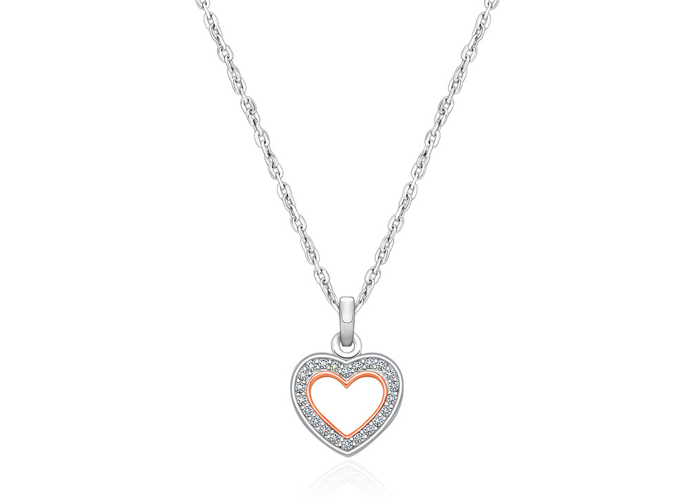 Rosabella™ Heart Silhouette, Children’s 2-Tone Necklace for Girls – Sterling Silver