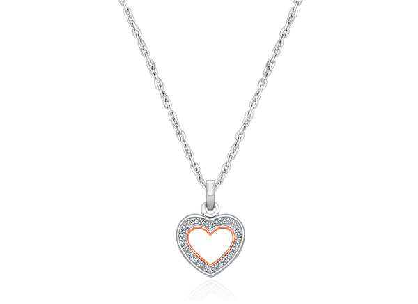 Rosabella™ Heart Silhouette, Children’s 2-Tone Necklace for Girls – Sterling Silver