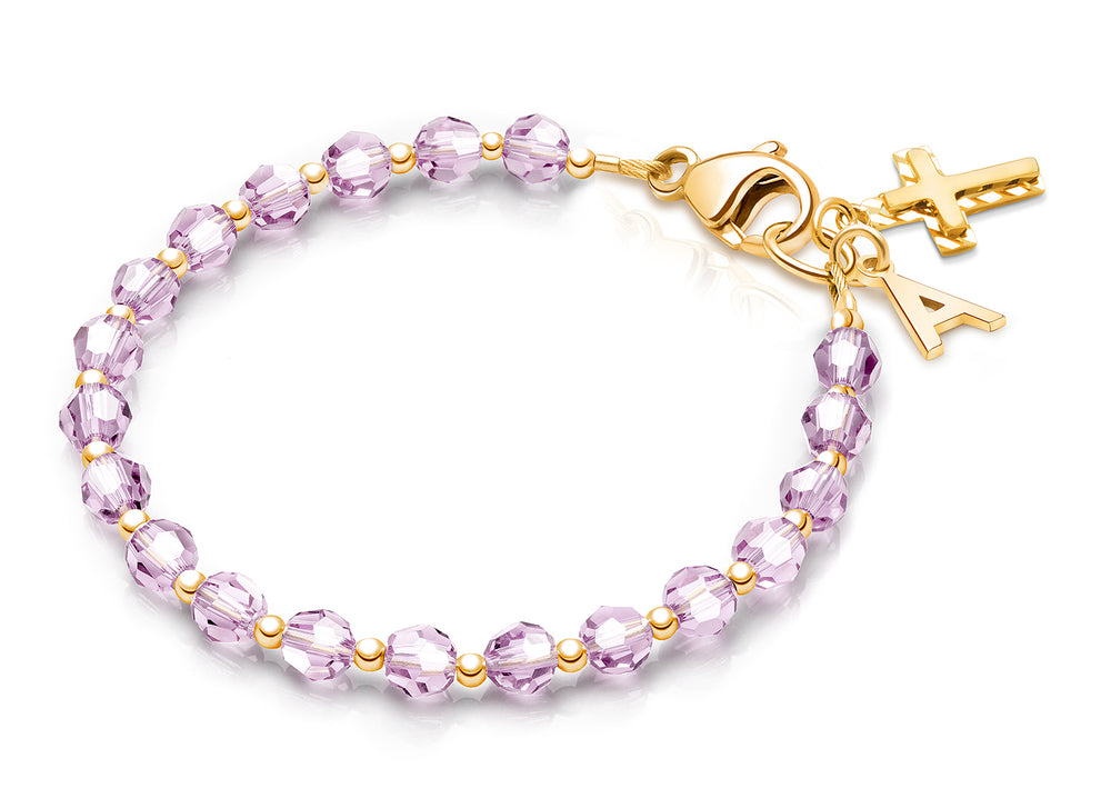 Birthstone Crystal, Teen’s Beaded Bracelet for Girls (All 12 Birthstones Avail) – 14K Gold