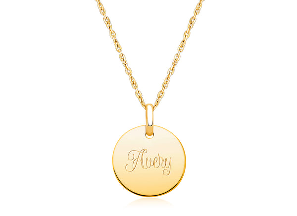 14K Gold Baby Round, Engraved Teen’s Necklace for Girls (FREE Personalization) – 14K Gold