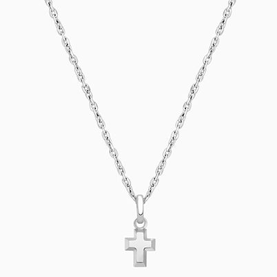 Simple Cross, Teeny Tiny Children’s Necklace for Boys – 14K Rose Gold
