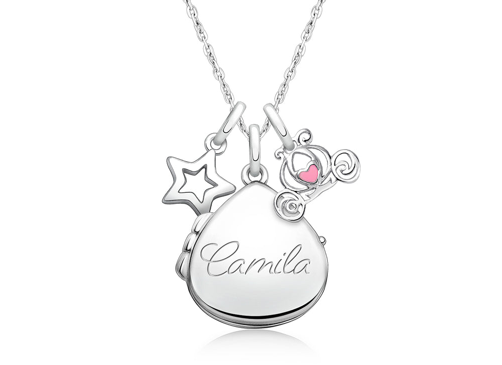 Teardrop Locket “Design Your Own” Children’s Necklace for Girls (50+ Optional Charms & FREE Engraving) – Sterling Silver
