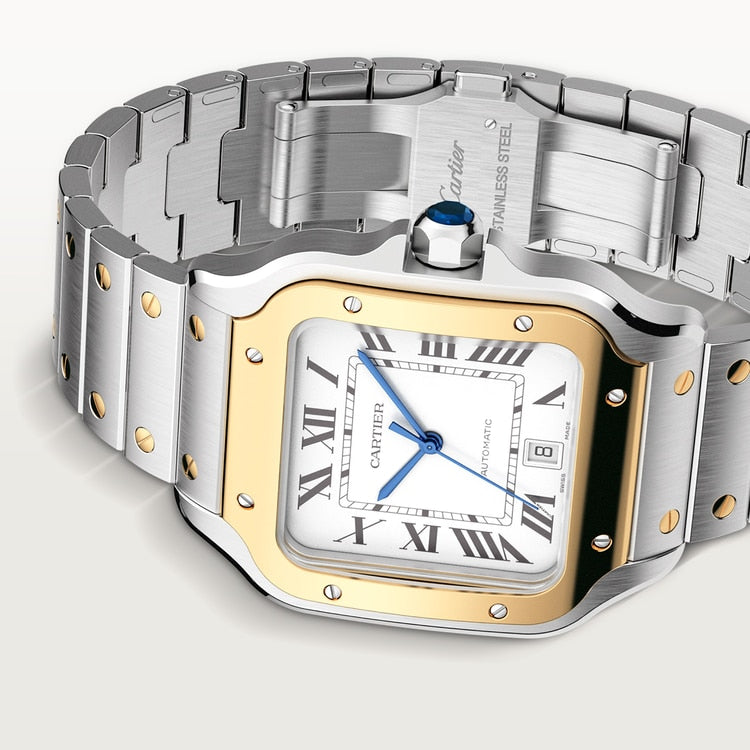 Unworn Santos, Stainless Steel and 18k Yellow Gold, 39.8mm, Ref# W2SA0009, box and papers