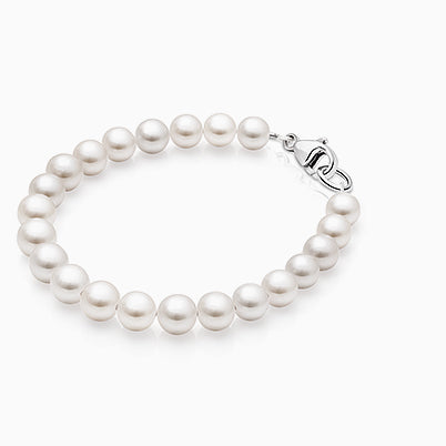 5mm Cultured Pearls, Baby/Children’s Beaded Bracelet for Girls – 14K Gold